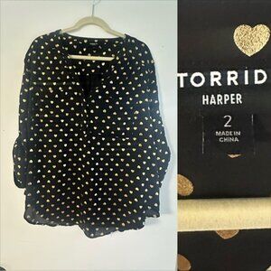 Torrid Black and Gold Harper Top